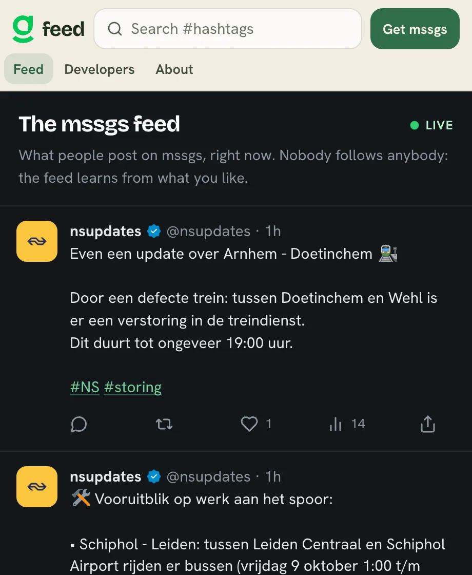 The mssgs feed on feed.mss.gs